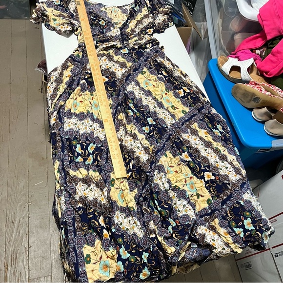 Abel the Label Gandhi Boho Flowy Floral Maxi Dress XS B2 - Picture 7 of 8